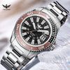 Yelang V1214 solar-powered watch with stainless steel case and sapphire crystal glass.