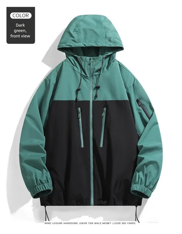 Men's waterproof hiking and urban windbreaker jacket, lightweight, oversized fit, perfect for outdoor adventures and city com