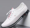 Durable business casual board shoes with elastic closure and all-weather rubber outsole