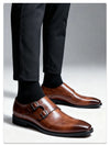 Traditional monk strap oxfords crafted from solid pattern genuine leather
