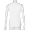 Woman in black zipper bodysuit showing freedom of movement