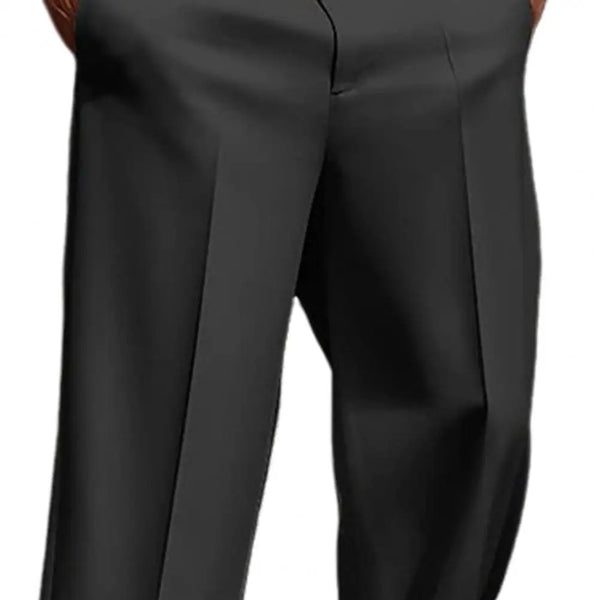 Elegant men's straight fit suit pants in solid colors, crafted from a polyester-cotton blend for comfort and style.
