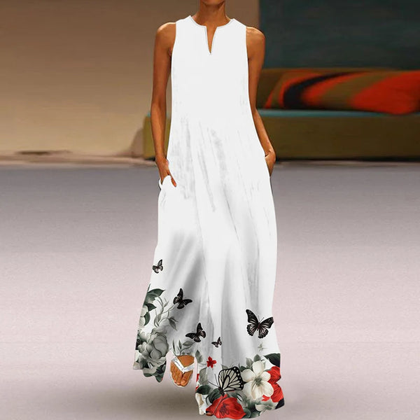 Effortless Elegance V-Neck Chiffon Maxi Dress