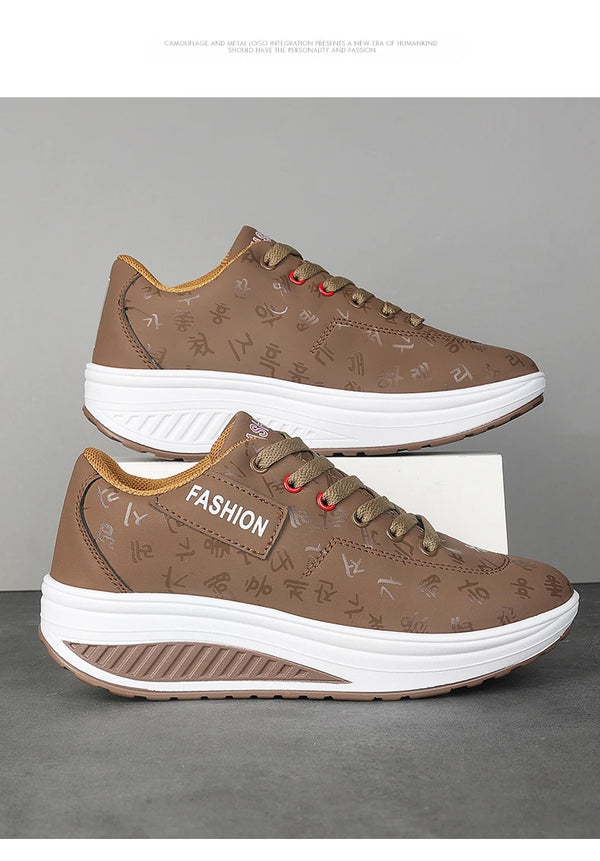 Stride Higher sneakers showing chunky platform wedge from rear