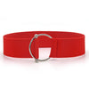 Chic Round Buckle Women's Elastic Waist Belt in neutral color, perfect for dresses, sweaters, and coats. Stylish and versatil