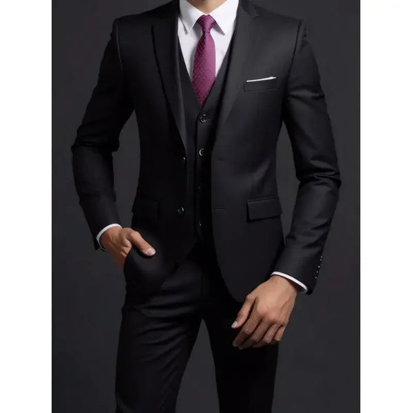 Close-up of the fabric texture of the elegant men's 3-piece suit.