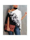 Elegant floral print blouse with batwing sleeves, halter collar, perfect for casual and office wear, soft cotton-polyester bl