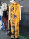 Sleeveless maxi dress in vintage print with functional button accents and relaxed fit