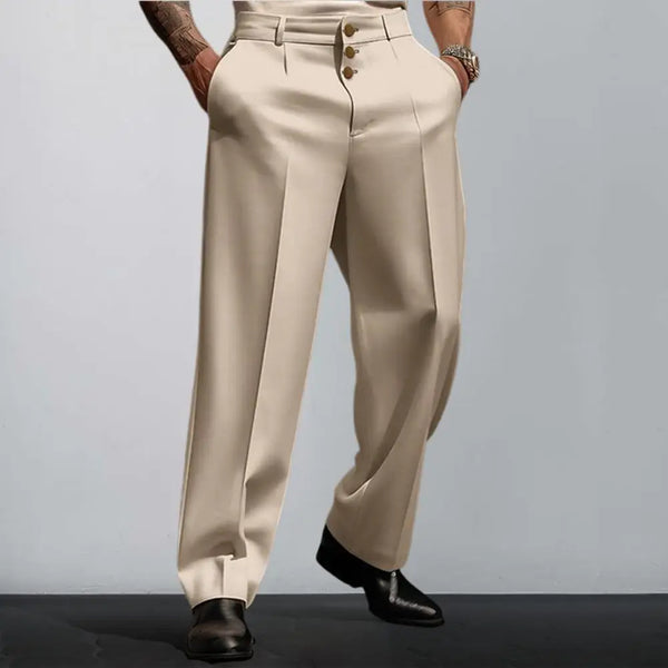 Elegant Men's Straight Fit Suit Pants in solid colors, perfect for office wear and formal events, crafted from polyester-cott