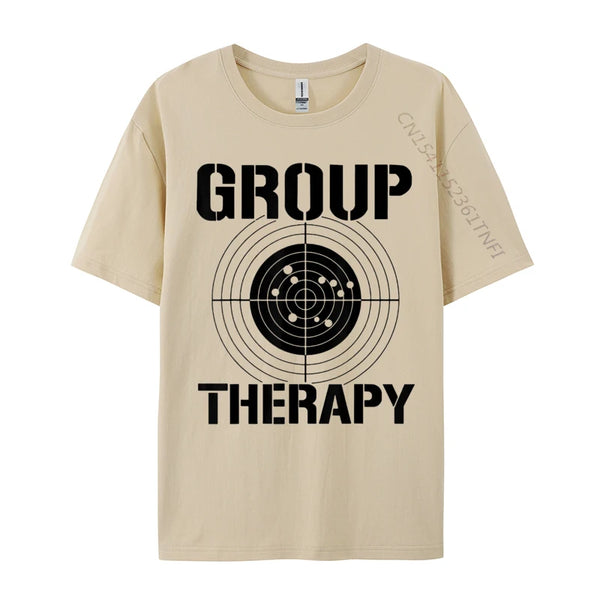 Vintage-Inspired 'Group Therapy' Men's Casual T-Shirt in premium cotton, featuring a retro graphic print for stylish comfort.