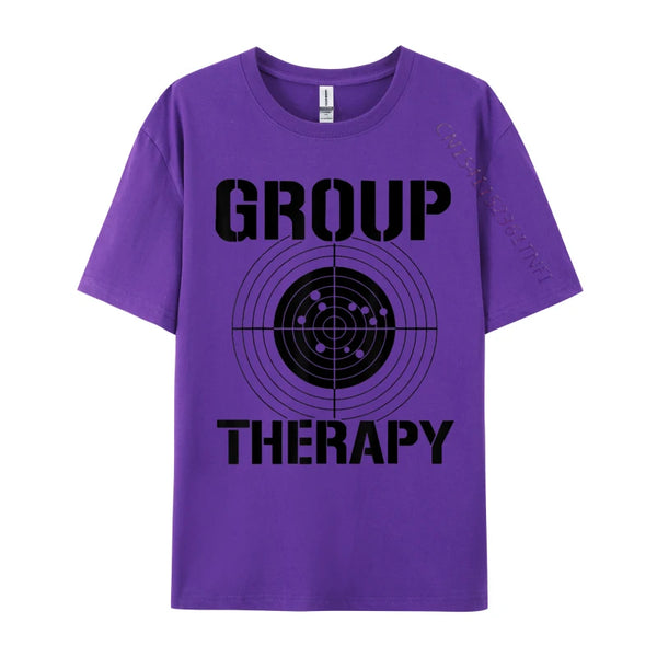 Vintage-Inspired 'Group Therapy' Men's Casual T-Shirt in premium cotton, featuring a retro graphic print for stylish comfort.