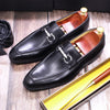 Midnight Poise black genuine leather loafers on white background