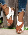 Elegant peep toe wedges with adjustable back strap for secure fit