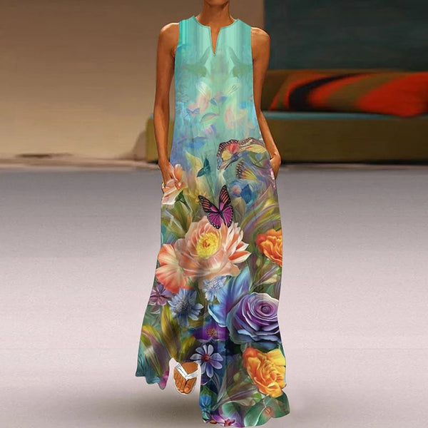 Effortless Elegance V-Neck Chiffon Maxi Dress