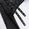 Chic cropped faux leather biker jacket for women with rivet detailing, slim fit, and zip closure, perfect for edgy streetwear