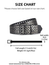 Unisex punk belt with square beads and triple grommets, perfect for edgy fashion and versatile styling for all occasions.