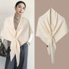 Elegant knitted triangle scarf shawl in soft wool blend for women.