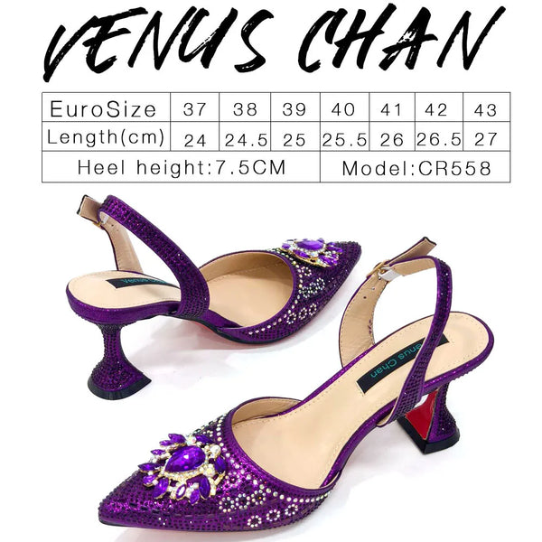 Elegant party sandals with crystal accents and comfortable square heel design