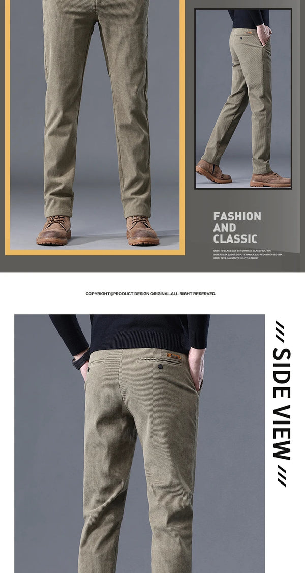 Winter corduroy trousers offering stretch comfort and soft fleece warmth