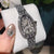 Stylish women's wristwatch with a mechanical hand-wind movement and diamonds.