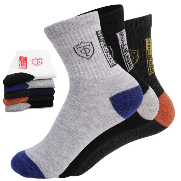 Close-up of Court Command crew socks showcasing the durable polyester blend for athletic performance.