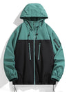 Men's waterproof hiking and urban windbreaker jacket with full-zip closure, oversized fit, and ribbed cuffs for warmth.