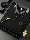 Summer polo shirt showcasing refined horse embroidery and sophisticated contrast detailing