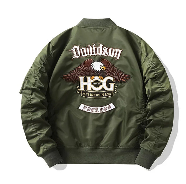 Men's slim fit bomber jacket in lightweight tactical style, perfect for spring trips and casual outings with ribbed sleeves.