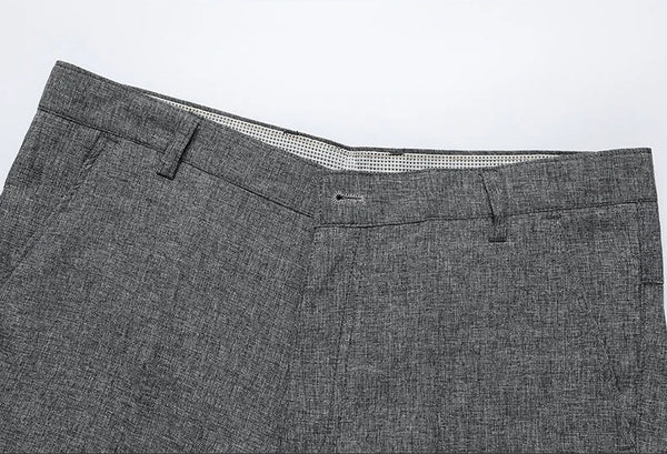 Classic Business Casual Men's Dress Pants in black and grey, straight-leg design, elastic waist, perfect for office wear.