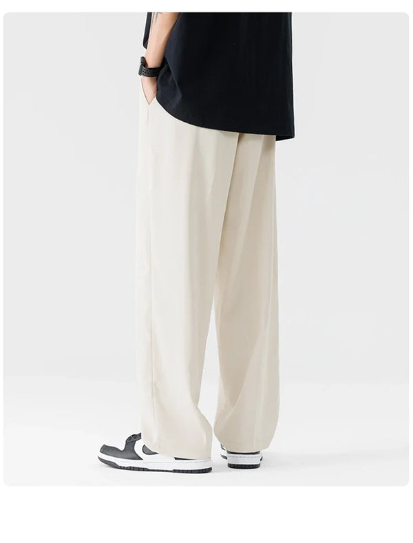 Casual wide leg business trousers for men in premium polyester, perfect for smart casual and office wear.