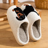 Cute dog face plush slippers featuring soft cushioned insole and pull-on closure
