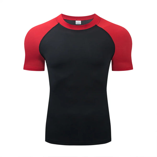 Men's breathable compression fitness t-shirt for active wear, moisture-wicking, quick-dry, and stretchable design for workout