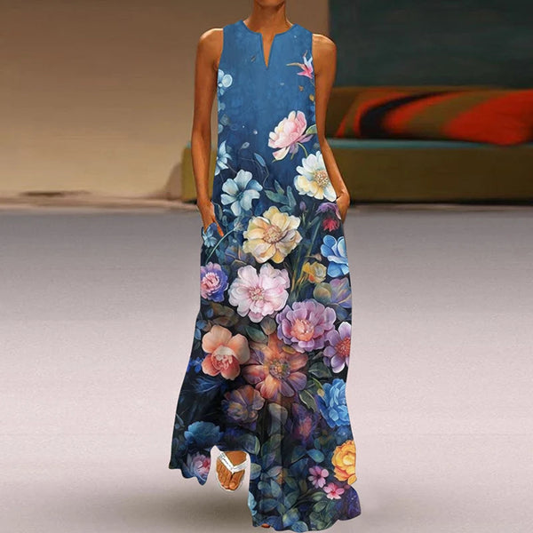 Effortless Elegance V-Neck Chiffon Maxi Dress
