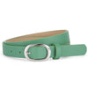 Chic round buckle women's belt in premium PU leather, stylish and versatile for jeans or dress outfits, 106 cm long.