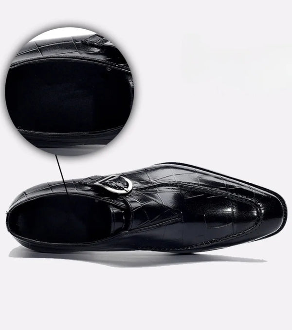 Detailed view of the cushioned insole in luxury Oxford shoes.