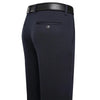 Slim-fit business casual dress pants for men in black and navy, perfect for office attire and formal occasions.