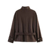 Women's belted autumn jacket in quality polyester with timeless design