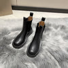 Chic Chelsea boots for women with thick sole, slip-on design, and durable rubber outsole, perfect for autumn and spring wear.