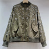 Interior lining and zipper detail of premium polyester sequin jacket
