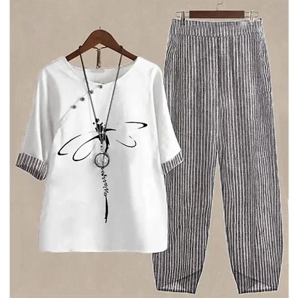 Comfortable floral ensemble designed for lively outdoor events.