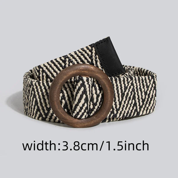 Chic woven belt for women, minimalist summer style, adjustable, lightweight, perfect for casual or dressy looks.