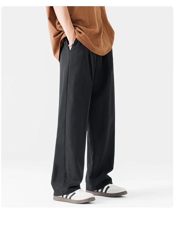 Casual wide leg business trousers for men in premium polyester, perfect for office wear and smart casual outfits.