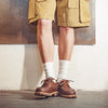 Men's red brown derby dress shoes showing rich leather finish