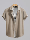 Vacation-ready men's shirt in wrinkle-resistant polyester broadcloth fabric
