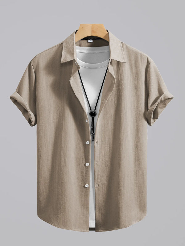 Men's quick-dry casual shirt in light color with turn-down collar for vacation wear