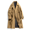 Men's military green slim fit trench coat with double-breasted closure and notched lapel, perfect for spring and autumn wear.