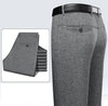 Classic Business Casual Men's Dress Pants in black and grey, featuring a straight-leg design and elastic waist for comfort.