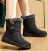 Chic women's waterproof winter boots with plush lining, low heel, and durable design for stylish cold-weather comfort.