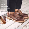 Timeless Stride red brown derby lace-up shoes on white background