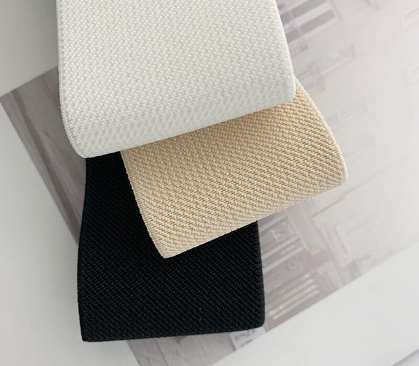 Chic Round Buckle Women's Elastic Waist Belt in neutral color, perfect for enhancing outfits with style and comfort.
